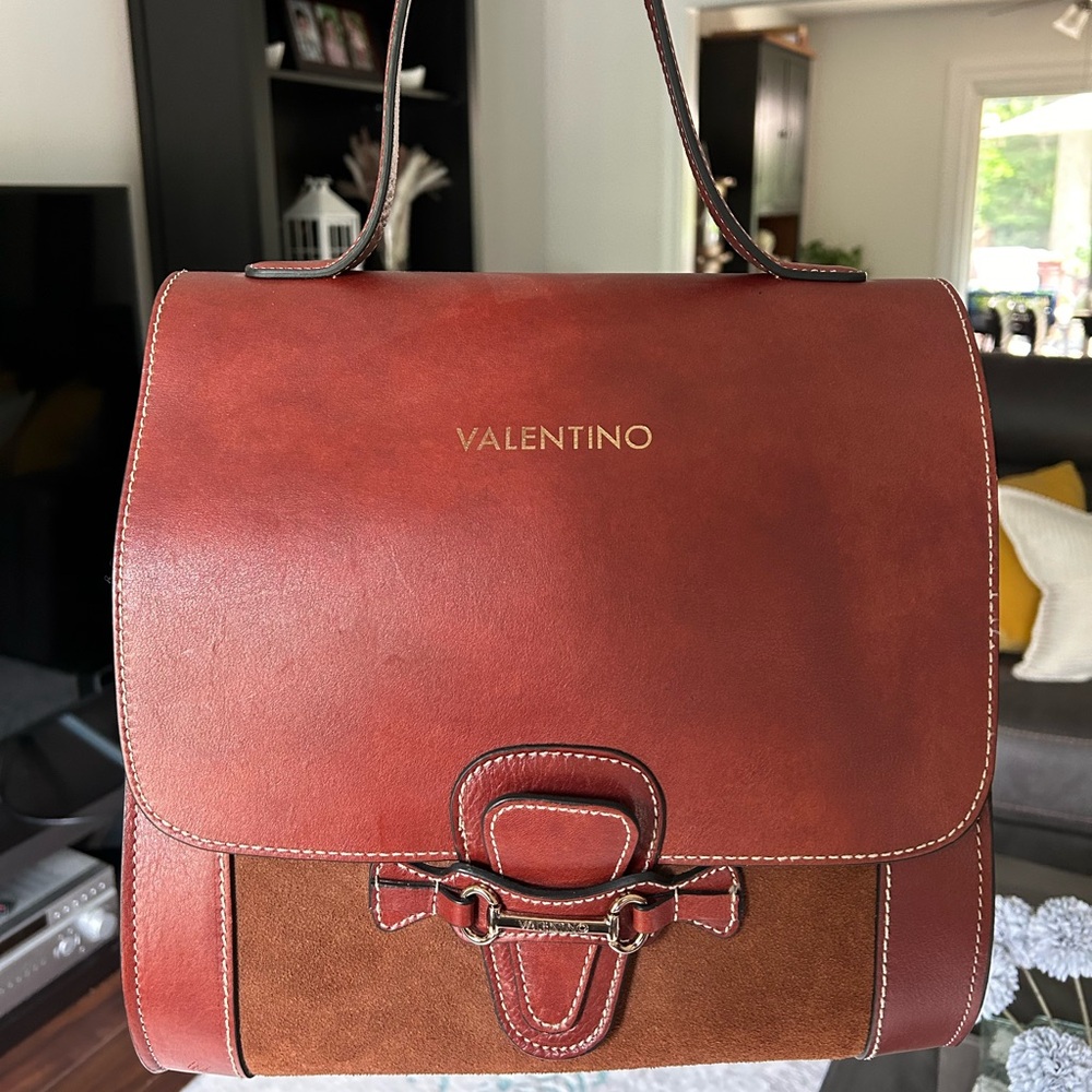 Valentino by Mario Valentino Amy leather & Suede Satchel Bag in Brown